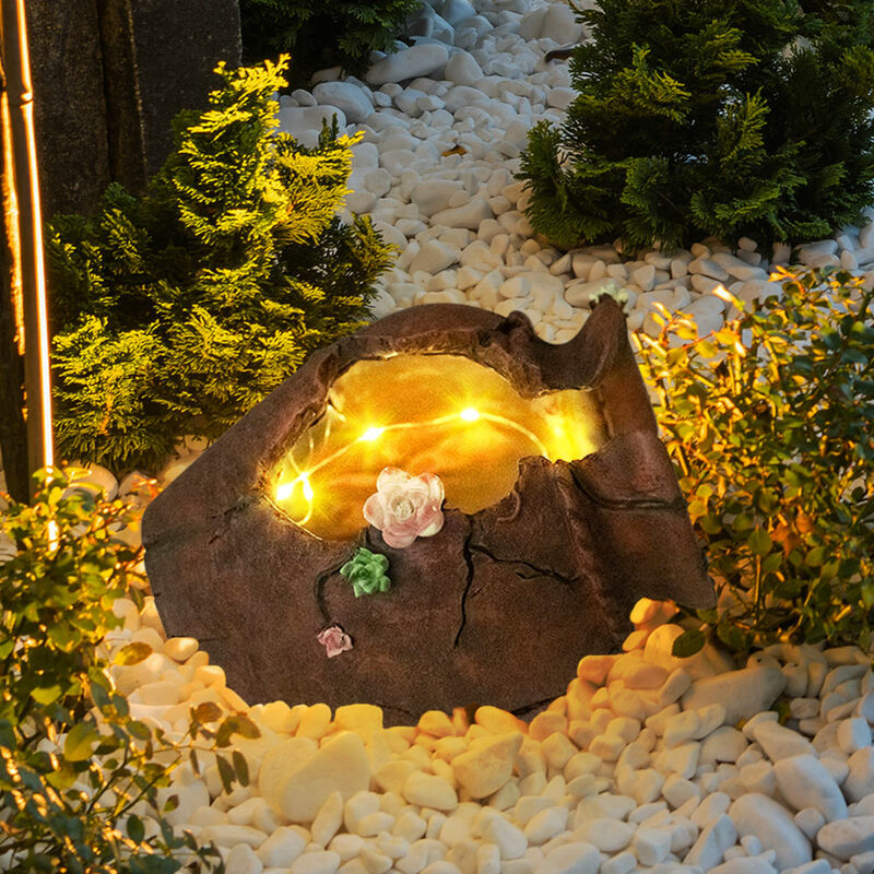 

Jardinera solar para macetas, luz decorativa iluminada para casa y jardín, florero antiguo, efecto de luz, recipiente romano, 1x LED blanco cálido, L