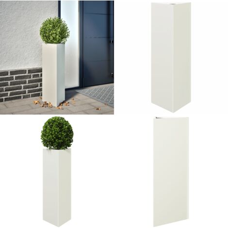 Jardinera triangular acero blanco 30x26x75 cm - Maceta de jardín - Maceta de jardín acero