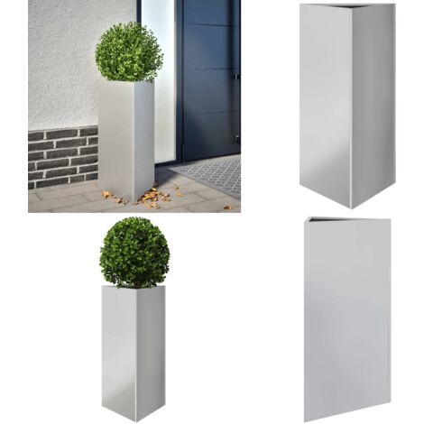 Jardinera triangular acero galvanizado 40x40x75 cm - Maceta para plantas - Jardinera galvanizada