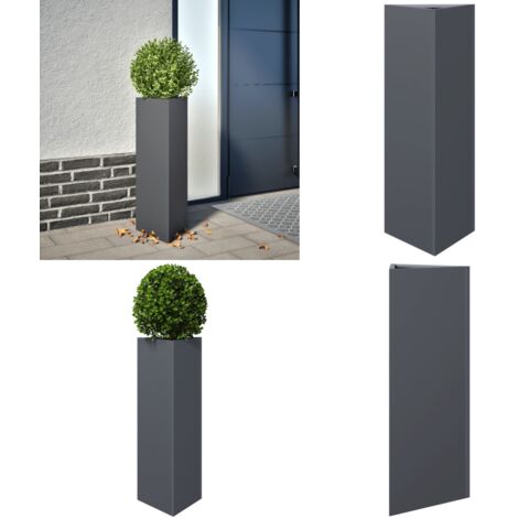 Jardinera triangular acero gris antracita 30x26x75 cm - Maceta de jardín - Maceta de jardín acero