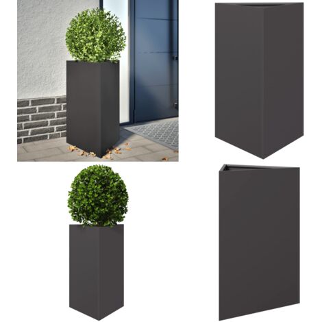 Jardinera triangular acero negro 50x43x75 cm - Macetero de jardín - Jardinera de acero
