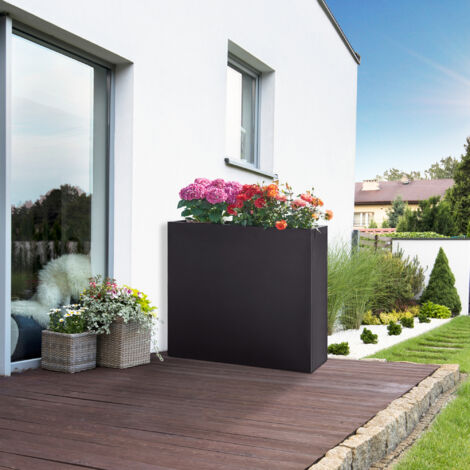 Jardinera Vaargel 82x90x30 cm acero - Negro [casa.pro]