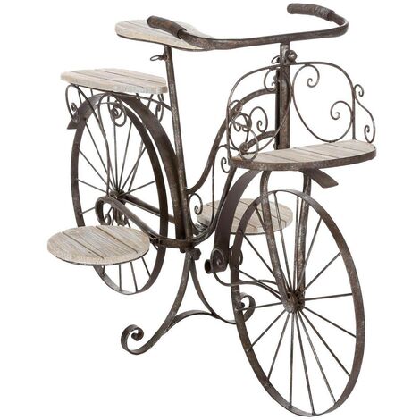 Jardinera Vélo - metal y madera - negra - H59 cm - Atmosphera créateur d'intérieur