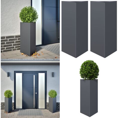 Jardineras 2 uds acero gris antracita 40x34,5x70 cm - Macetero de jardín - Jardinera triangular