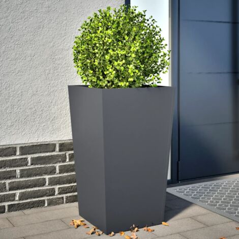 Jardineras 2 uds acero gris antracita 45x45x75 cm