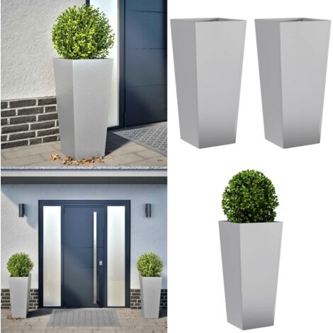 Jardineras 2 uds acero inoxidable 35x35x75 cm - Jardin - Plantas