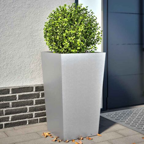 Jardineras 2 uds acero inoxidable 45x45x75 cm