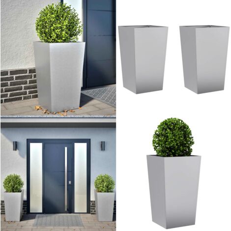 Jardineras 2 uds acero inoxidable 45x45x75 cm - Jardín - Plantas