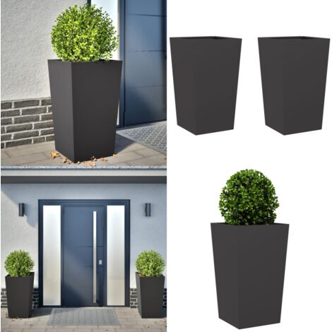 Jardineras 2 uds acero negro 45x45x75 cm - Jardinera - Maceta