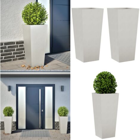 Jardineras 2 uds de acero inoxidable 35x35x75 cm - Macetas para jardín - Macetas para plantas