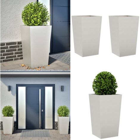 Jardineras 2 uds de acero inoxidable 45x45x75 cm - Jardinera - Maceta