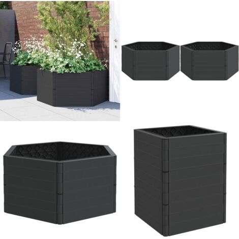Jardineras 2 uds PP gris antracita - Maceteros - Plantas