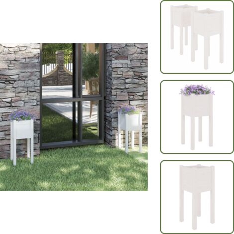 Jardineras al aire libre - vidaXL Jardineras 2 uds madera maciza de pino blanco 31x31x70 cm - Jardineras de pino blanco
