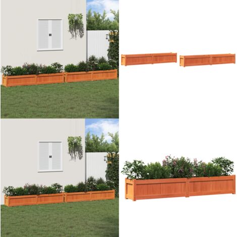 Jardineras de exterior 2 uds madera maciza de pino marrón cera - Jardineras de madera - Jardineras de pino