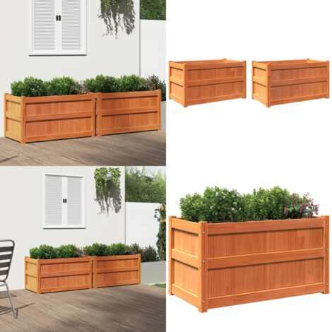 Jardineras de exterior 2 uds madera maciza de pino marrón cera - Jardineras de madera - Jardineras de pino