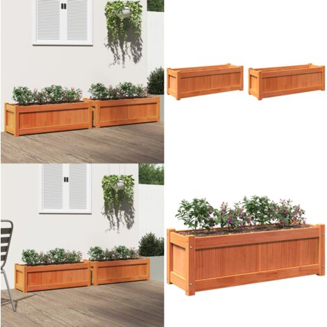 Jardineras de exterior 2 uds madera maciza de pino marrón cera - Jardines de patio - Madera maciza