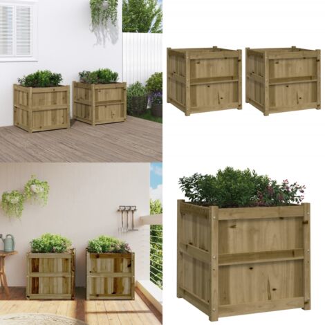 Jardineras de exterior 2 unidades madera impregnada de pino - Jardineras de madera - Jardineras de patio