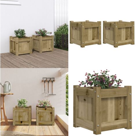 Jardineras de exterior 2 unidades madera impregnada de pino - Jardineras de madera - Jardines decorativos