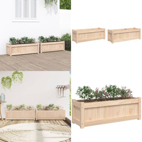Jardineras de exterior 2 unidades madera maciza de pino - Jardineras de madera - Jardineras de pino