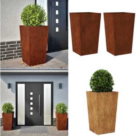 Jardineras de jardín  2 uds 45x45x75 cm Acero oxidado - Maceteros de jardín - Macetas para plantas