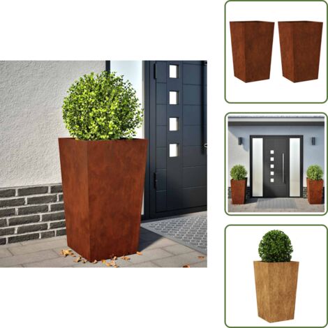 Jardineras de jardín The Living Store 2 uds 45x45x75 cm Acero oxidado - Maceteros de jardín