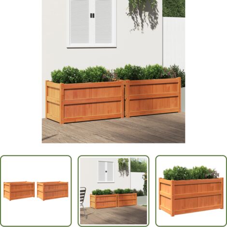 Jardineras de madera -  Jardineras de exterior 2 uds madera maciza de pino marrón cera