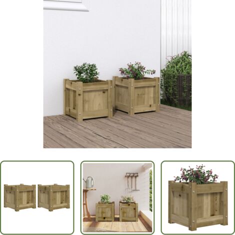 Jardineras de madera -  Jardineras de exterior 2 unidades madera impregnada de pino