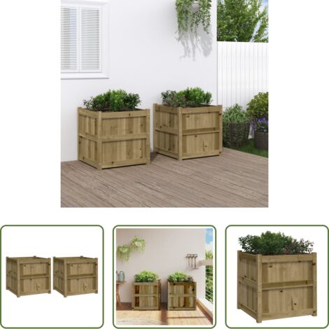 Jardineras de madera -  Jardineras de exterior 2 unidades madera impregnada de pino
