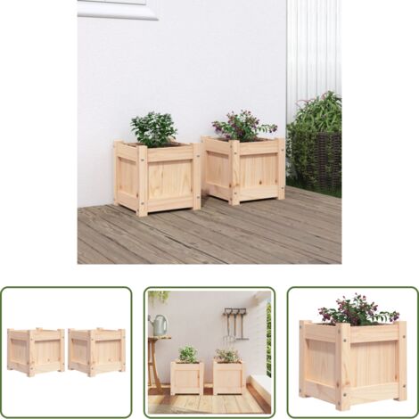 Jardineras de madera -  Jardineras de exterior 2 unidades madera maciza de pino