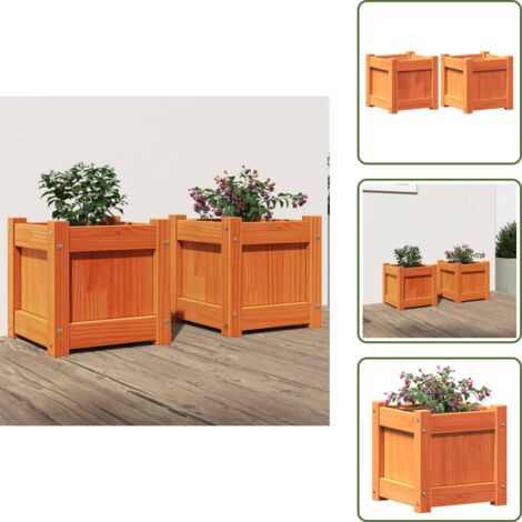 Jardineras decorativas - vidaXL Jardineras de exterior 2 uds madera maciza de pino marrón cera - Jardineras para patios