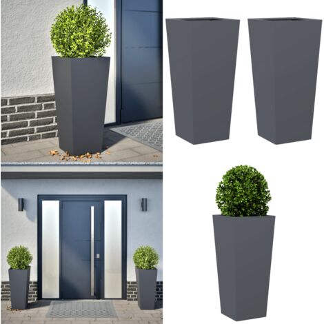 Jardineras hexagonales 2 uds acero antracita 35x35x75 cm - Jardineras hexagonales - Macetas para plantas