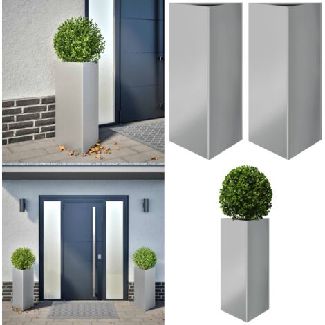 Jardineras triangulares 2 uds acero galvanizado 40x40x75 cm - Maceta para plantas - Jardinera galvanizada