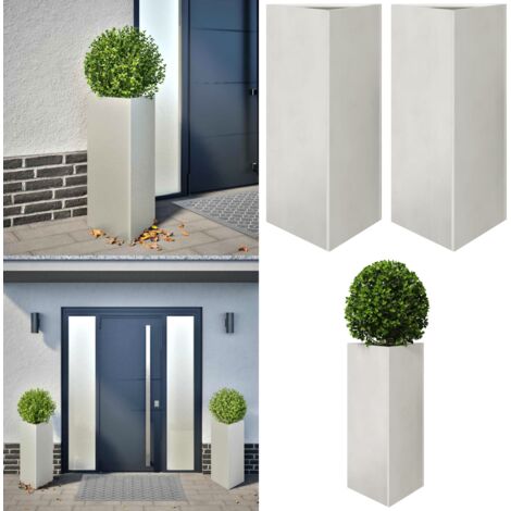 Jardineras triangulares 2 uds acero inoxidable 40x40x75 cm - Maceteros de jardín - Plantas en macetero