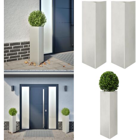 Jardineras triangulares 2 uds acero negro 30x26x75 cm - Maceteros de jardín - Plantas en macetero