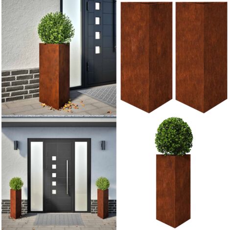 Jardineras triangulares 2 uds acero oxidado 40x40x75 cm - Maceteros de jardín - Plantas en macetero