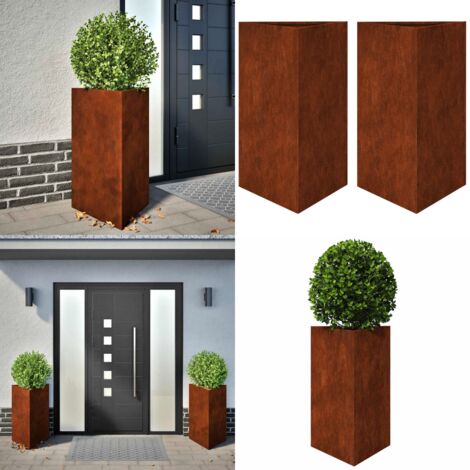 Jardineras triangulares 2 uds acero oxidado 50x43x75 cm - Maceteros de jardín - Plantas en macetero