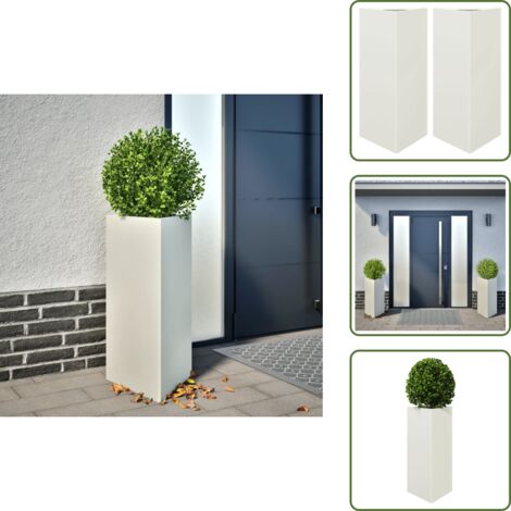 Jardinería al aire libre - vidaXL Jardineras triangulares 2 uds acero blanco 40x34,5x70 cm - Maceteros para flores