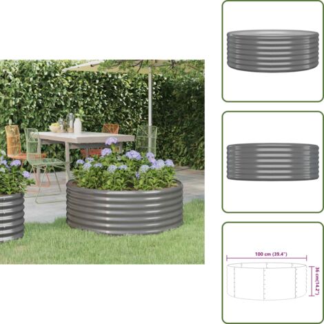 Jardinería exterior - vidaXL Jardinera arriate acero galvanizado gris 100x100x36 cm - Maceta para plantas