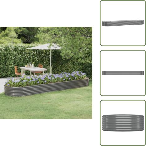 Jardinería exterior - vidaXL Jardinera arriate acero galvanizado gris 396x100x36 cm - Maceta para plantas
