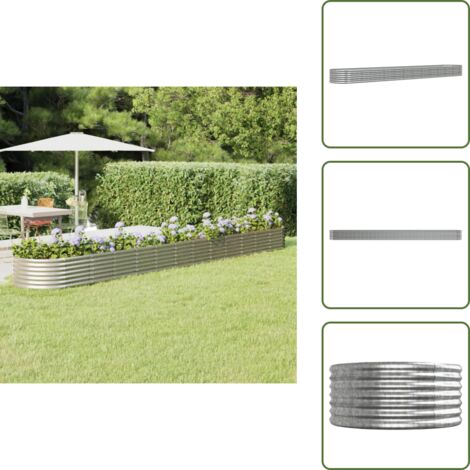 Jardinería exterior - vidaXL Jardinera arriate acero galvanizado plata 512x80x36 cm - Maceta para plantas
