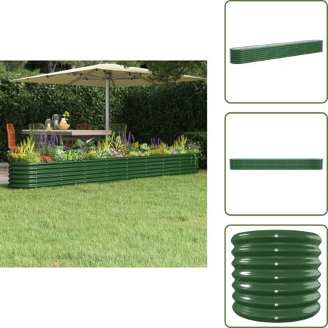 Jardinería exterior - vidaXL Jardinera arriate acero galvanizado verde 332x40x36 cm - Maceta verde