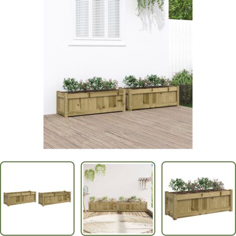 Jardinería - Jardineras de exterior 2 unidades madera impregnada de pino