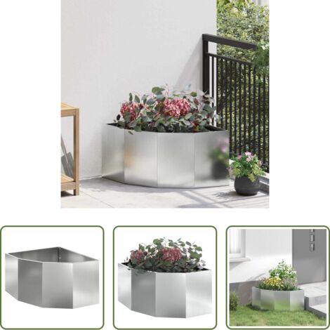 Jardinero de esquina -  Macetero de Esquina Plateado 60 x 60 x 35 cm Acero galvanizado