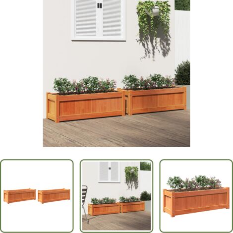 Jardines de patio -  Jardineras de exterior 2 uds madera maciza de pino marrón cera