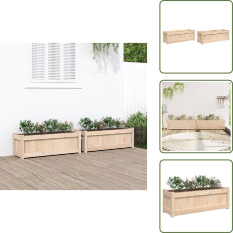 Jardines decorativos - vidaXL Jardineras de exterior 2 unidades madera maciza de pino - Muebles de jardín