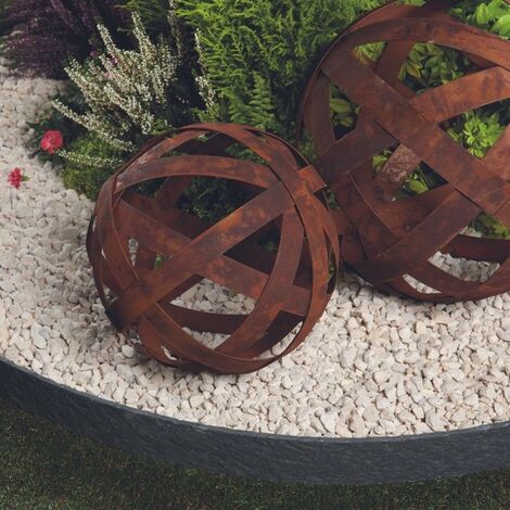 Jardinex – Boule déco jardin métal ajourée 40 cm – Acier corten – Sphère ajourée pour décoration extérieure – Compatible avec plantes grimpantes