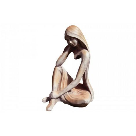 Jardinex – Statue de jardin Iseult en pierre reconstituée – Finition demi-rouille – Résistante aux intempéries – 90 cm
