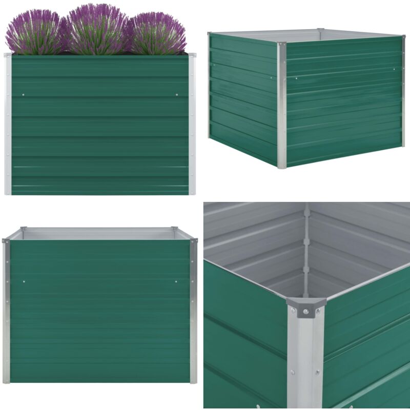 Jardinière 100 x 100 x 77 cm Acier galvanisé Vert - Jardinier - Pot De Fleurs - Plante - Extérieur - Durable - Home & Living