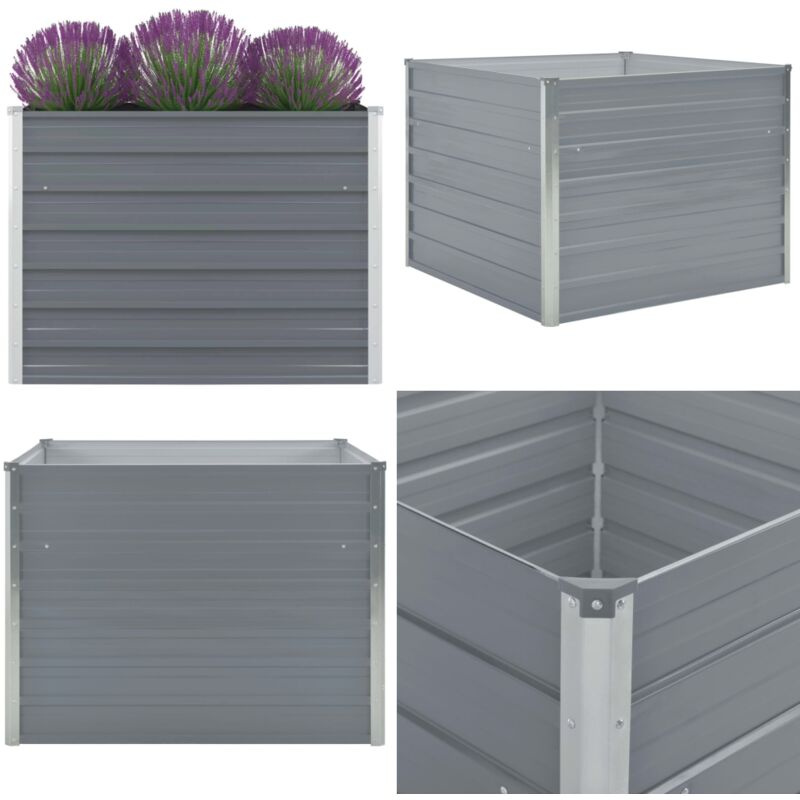 Jardinière 100x100x77 cm Acier galvanisé Gris - Jardinierè Surélevée - Jardinière Extérieure - Pot De Fleurs - Jardinière Acier - Jardinière