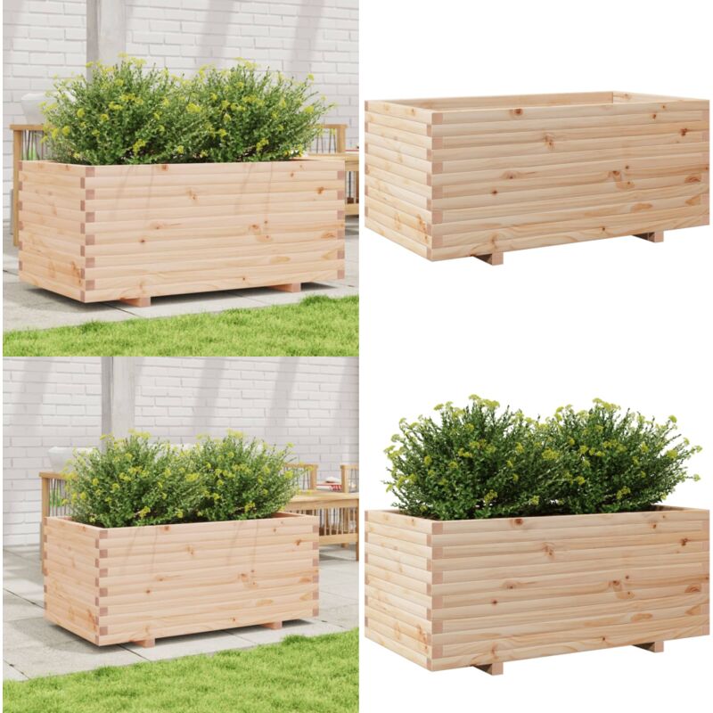 Jardinière 110x60x49,5 cm bois de pin massif - Jardinieredécoratif - Jardinière Extérieure - Pot En Bois - Jardinière Grande Capacité - Bac à Fleurs